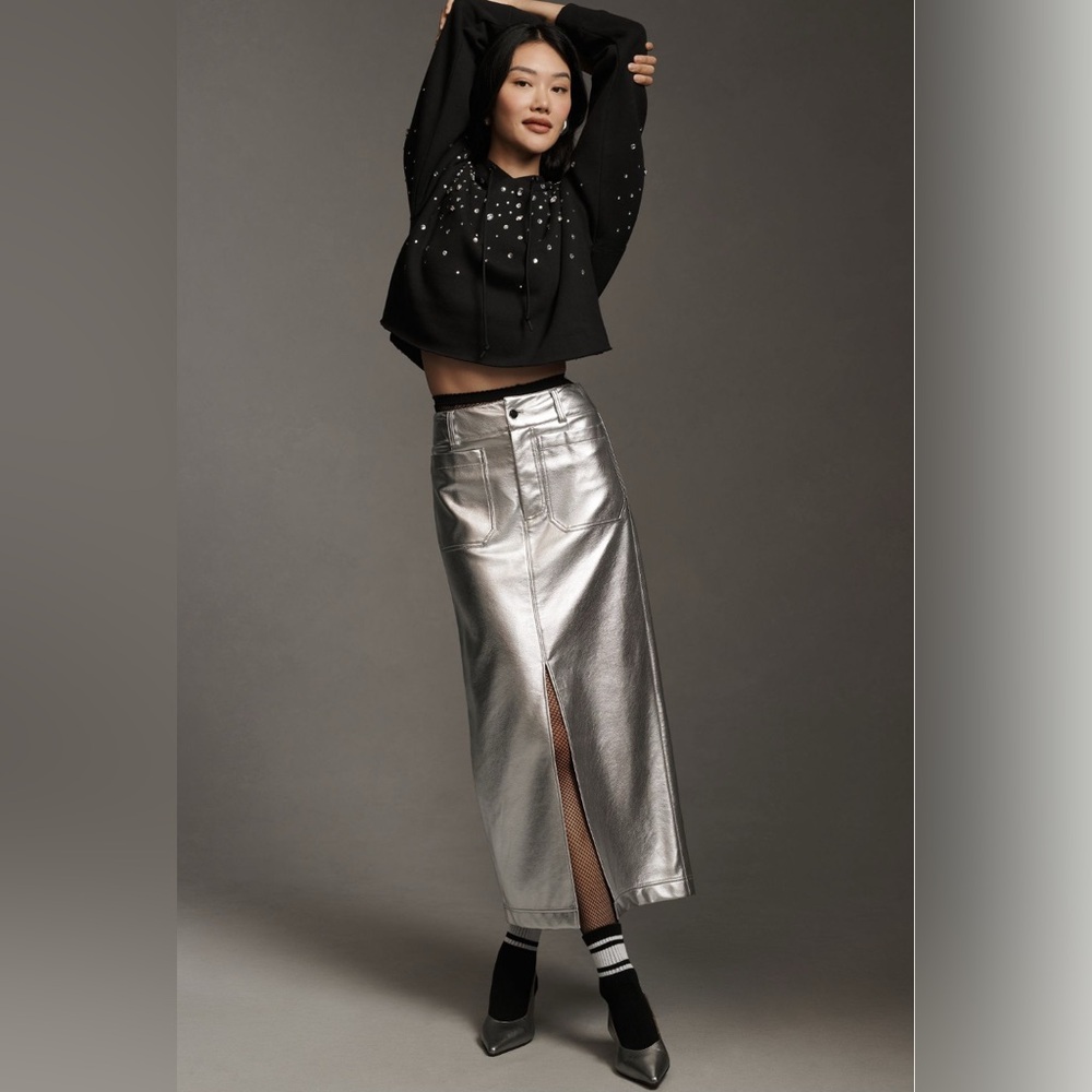 The Colette Metallic Maxi Skirt by Maeve